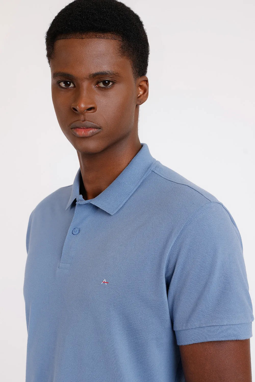 POLO MANGA CURTA LISA PIQUET AZUL CLARO