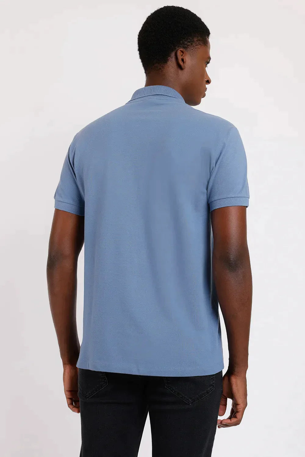 POLO MANGA CURTA LISA PIQUET AZUL CLARO