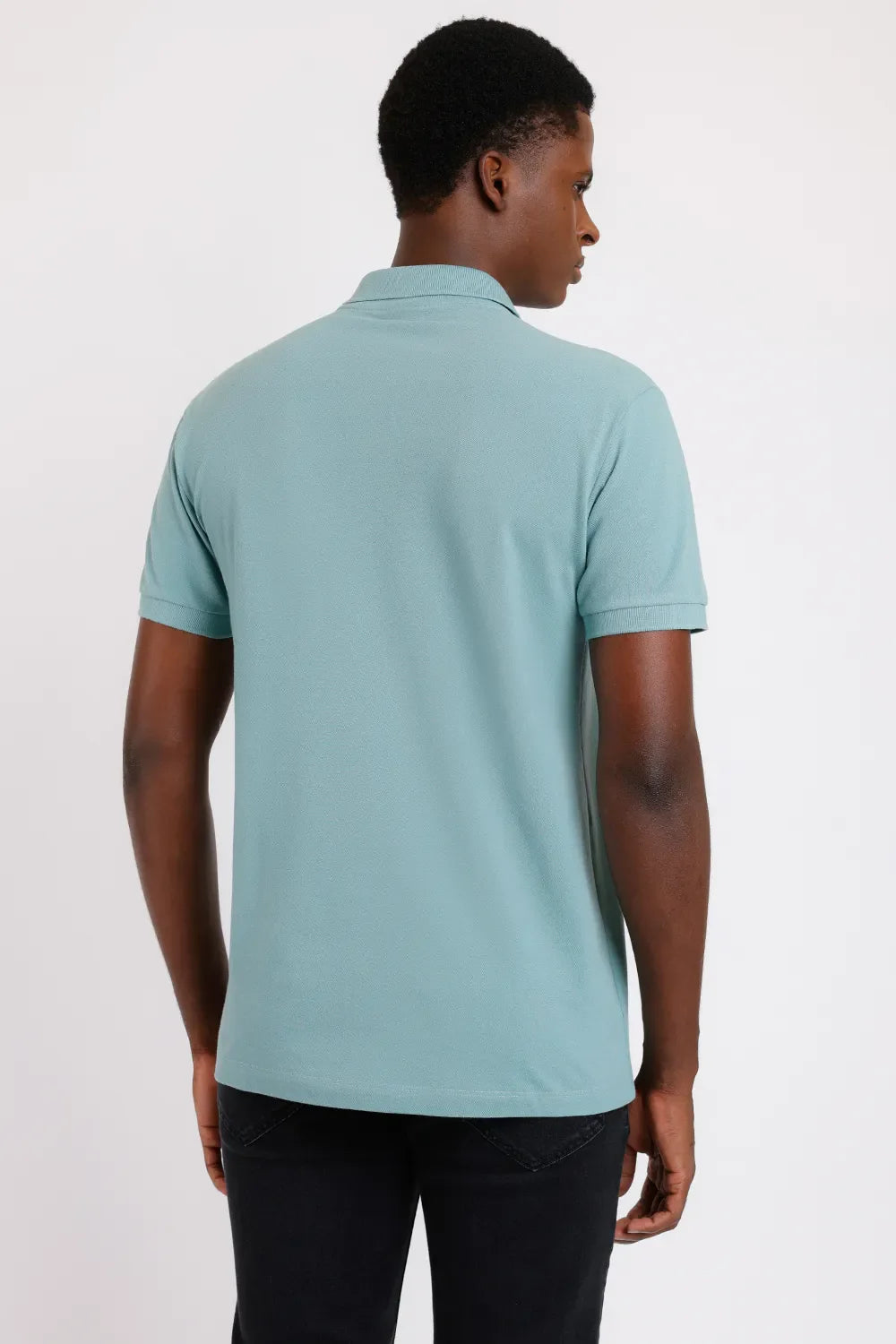 POLO MANGA CURTA LISA PIQUET VERDE AGUA