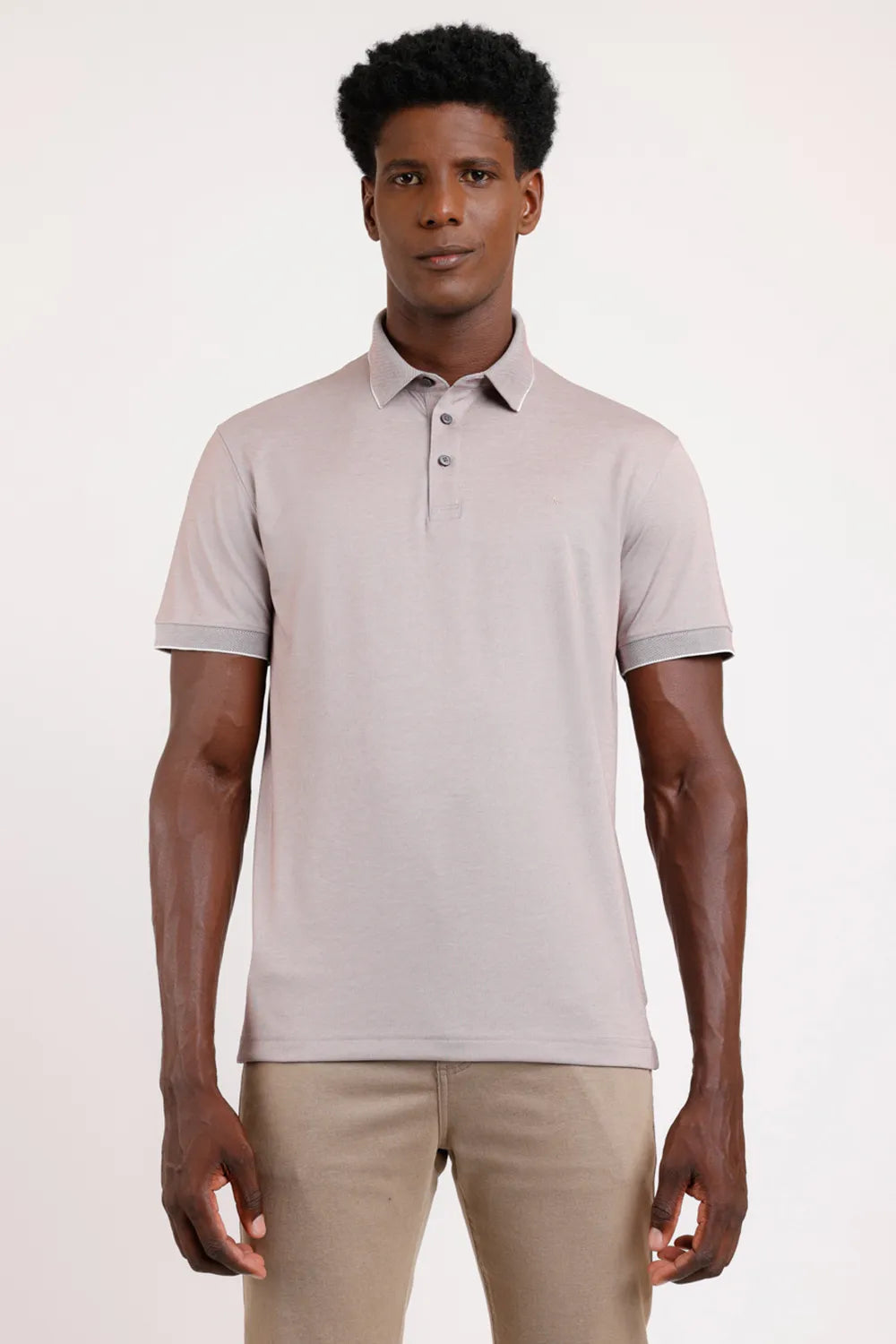 POLO INTERLOCK TECH MANGA CURTA CAMEL