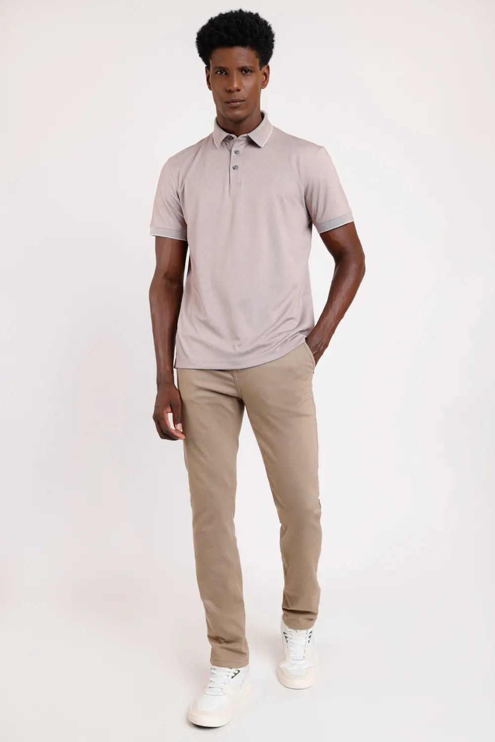 POLO INTERLOCK TECH MANGA CURTA CAMEL