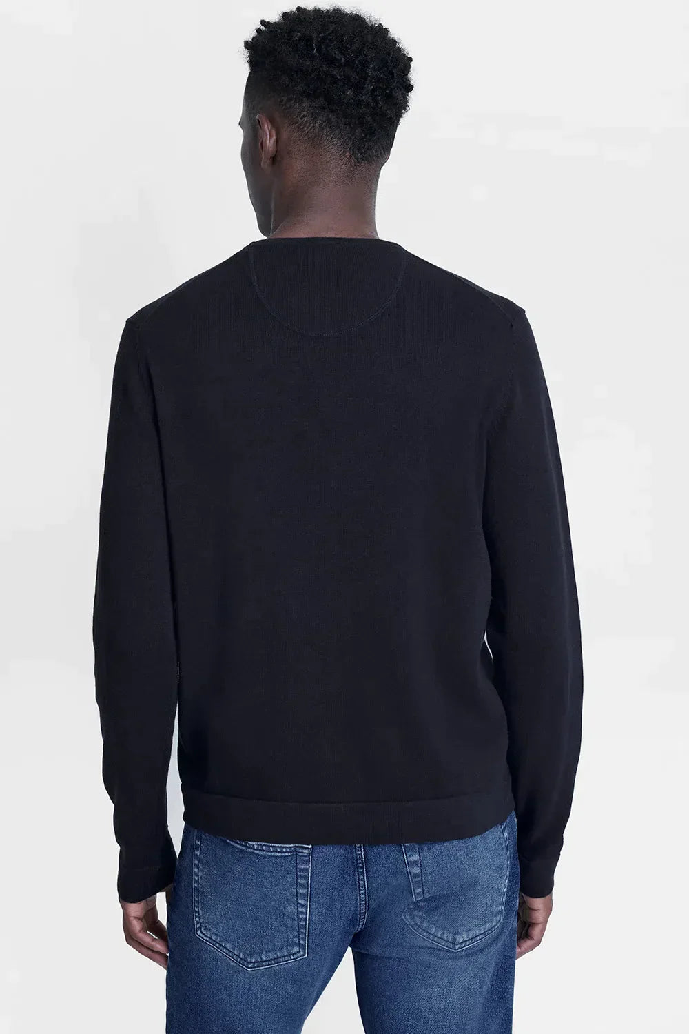 TRICOT MANGA LONGA GOLA CARECA PRETO