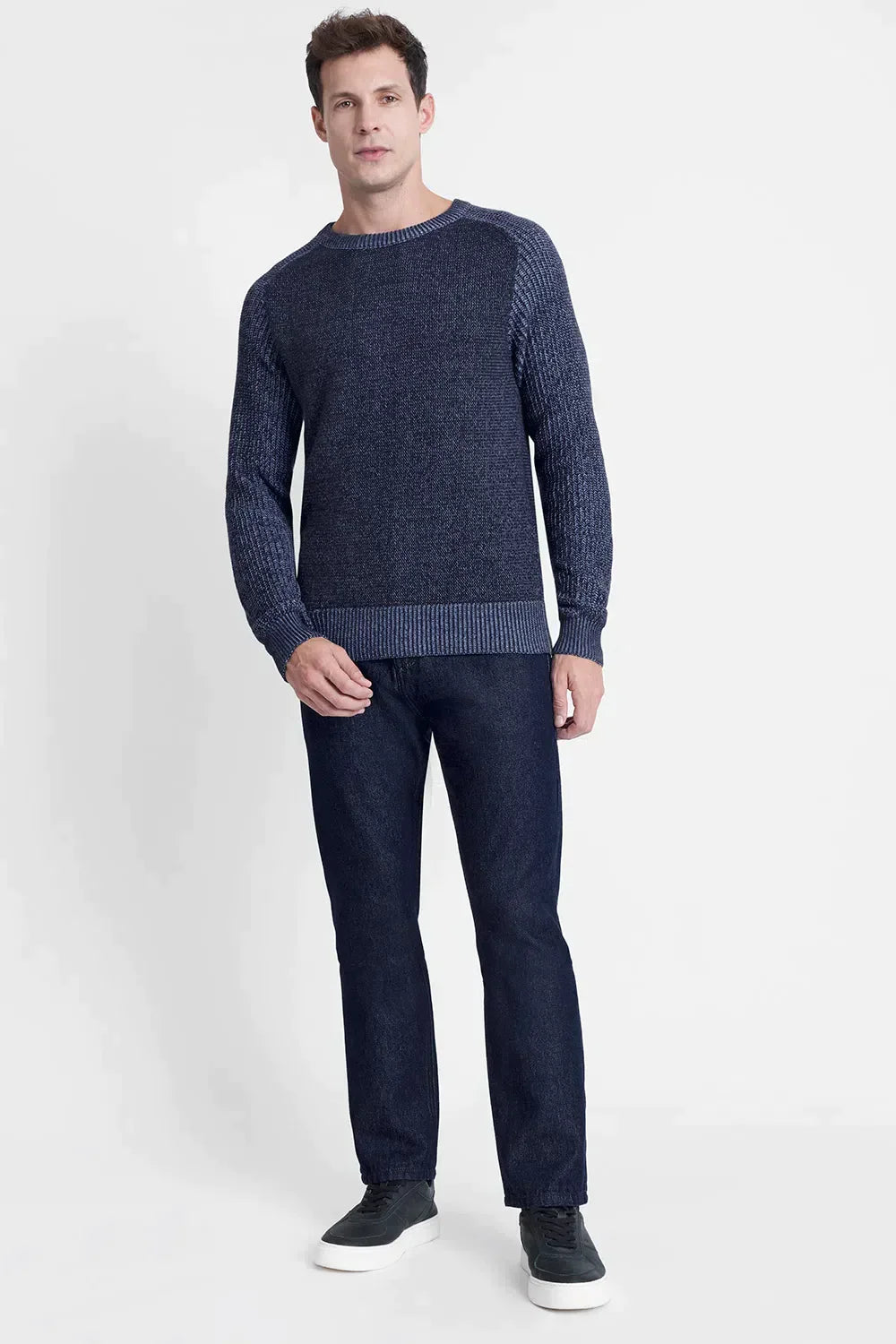 TRICOT MANGA LONGA RAGLAN BINADO MARINHO