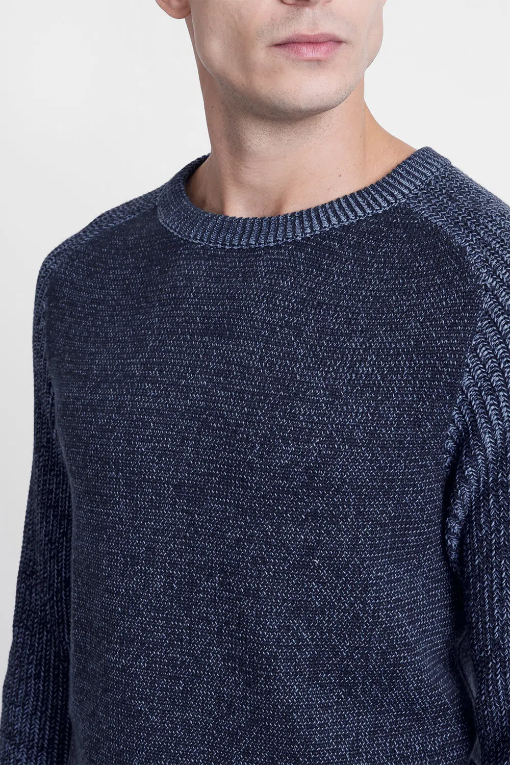 TRICOT MANGA LONGA RAGLAN BINADO MARINHO