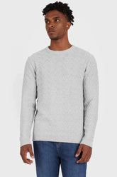 TRICOT MANGA LONGA FULL JACQUARD CINZA