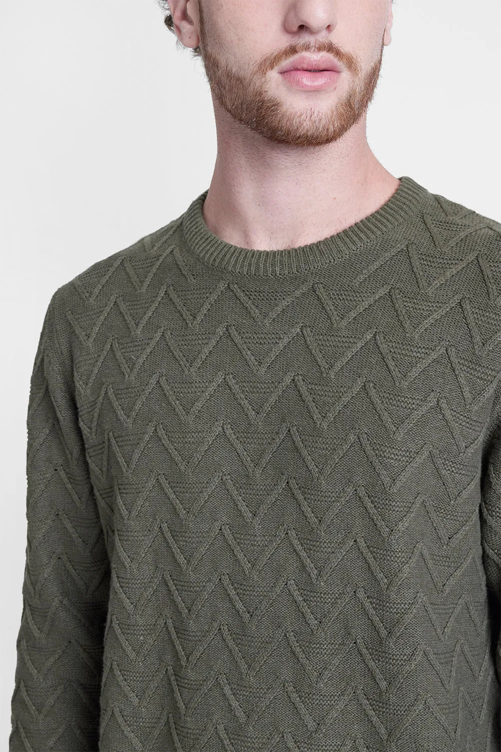 TRICOT MANGA LONGA FULL JACQUARD VERDE OLIVA