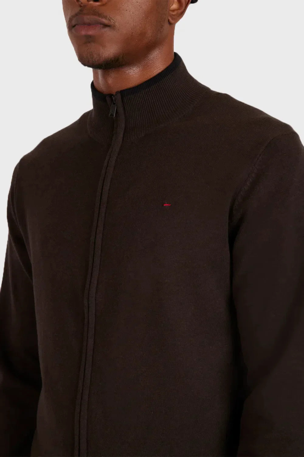 TRICOT MESCLA MANGA LONGA COM ZÍPER CAFE