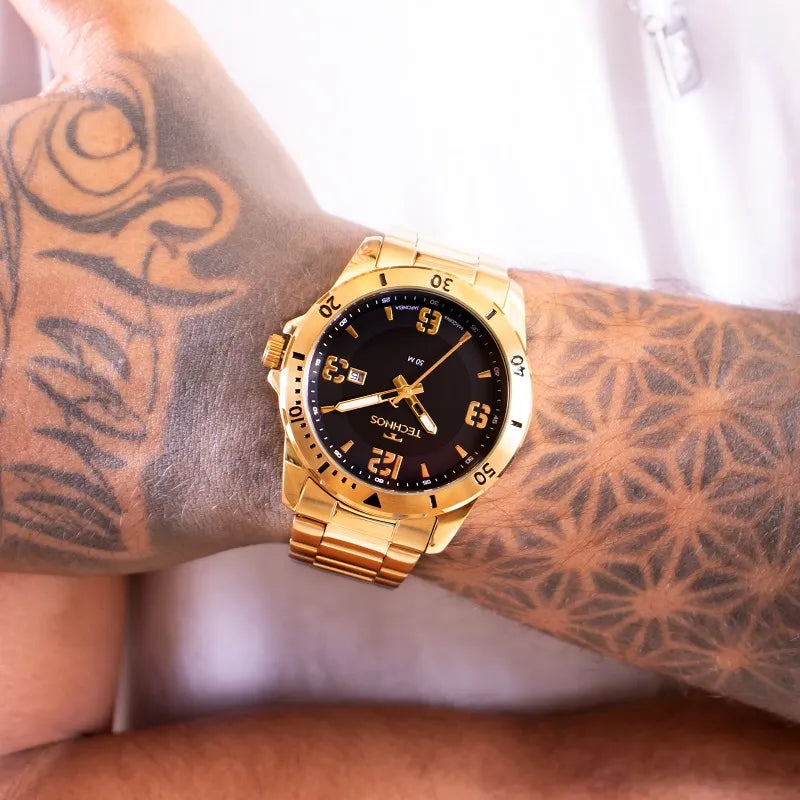 RELÓGIO MASCULINO TECHNOS MILITAR ANALÓGICO COM CALENDÁRIO 2115MYO/1P