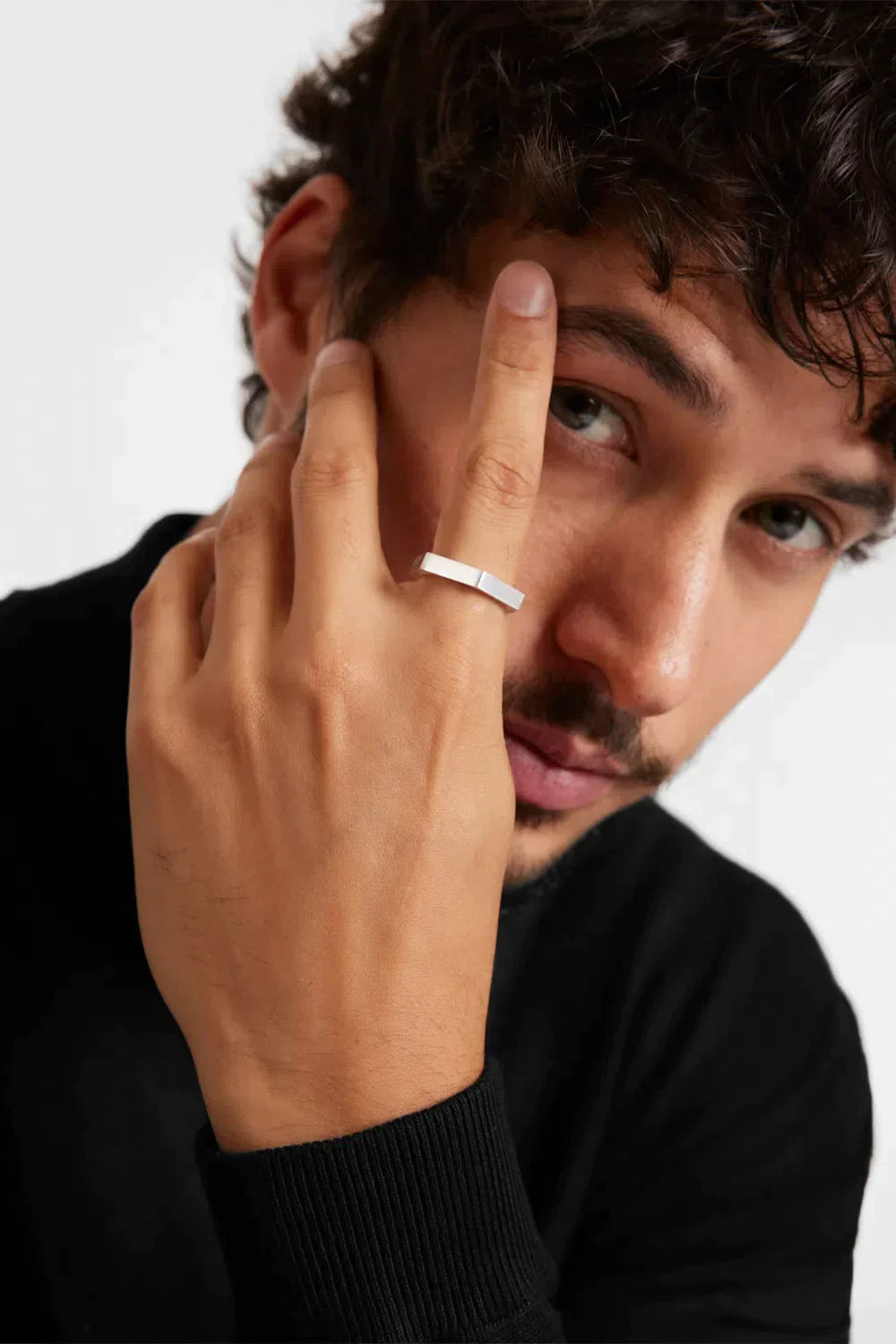 ANEL PRATA HEXAGONO PRATA FOSCO