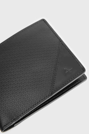 CARTEIRA COURO ESTAMPA RECORTE PRETO