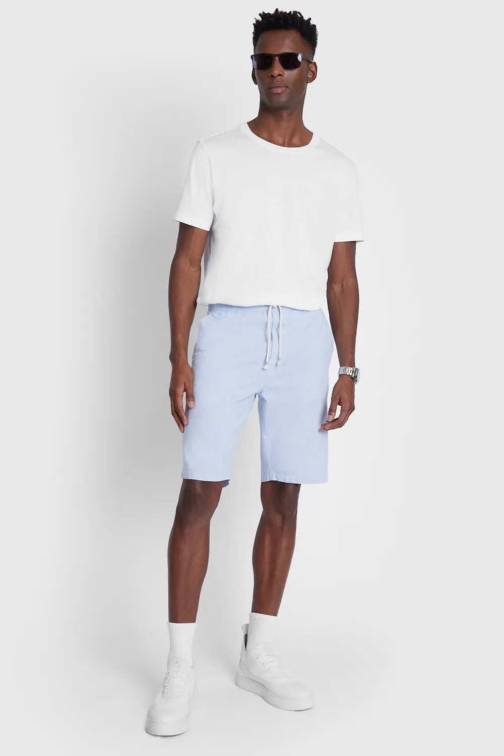 BERMUDA CÓS ELÁSTICO E CADARÇO AZUL