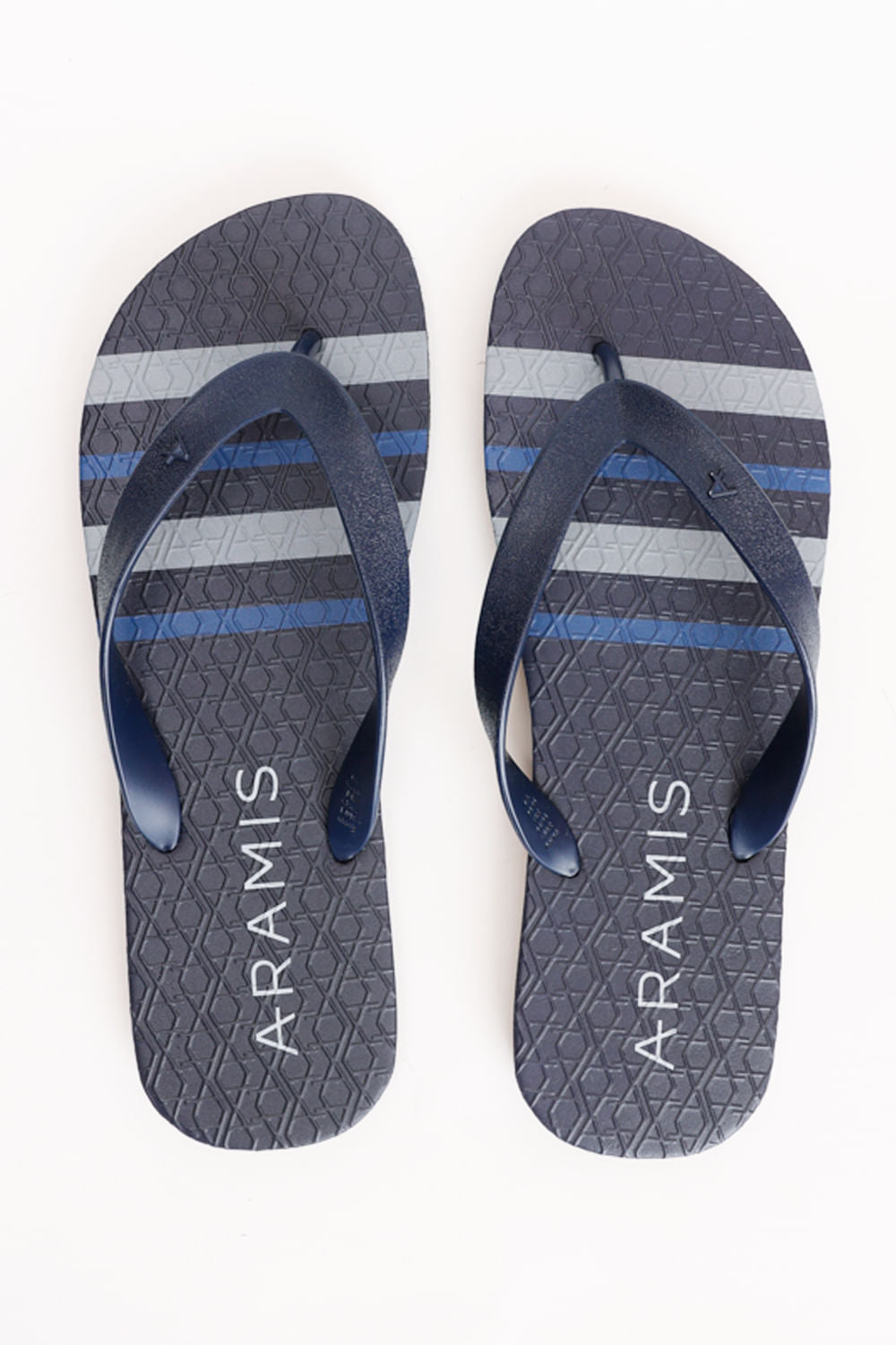 CHINELO ARAMIS BASIC LISTRA MULTICOR PRETO COM MARINHO