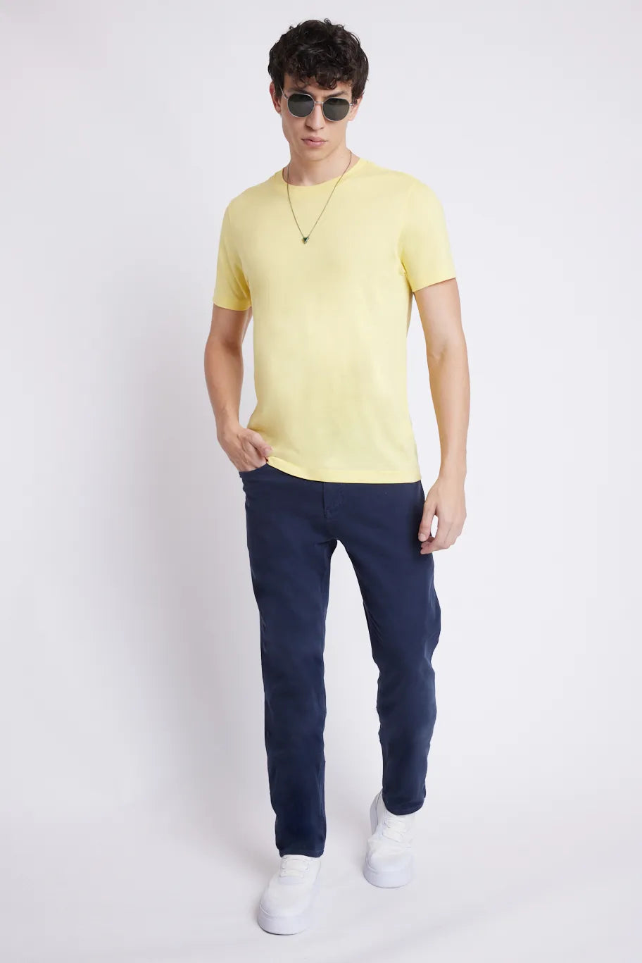 CALÇA JEANS SLIM MOLETOM COLOR MARINHO