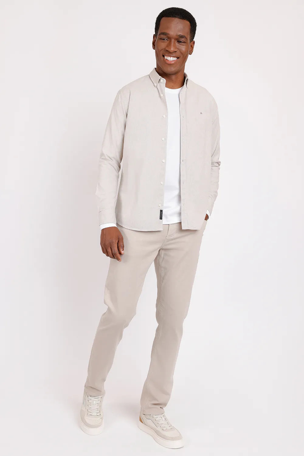 CALÇA JEANS SLIM MOLETOM COLOR CÁQUI