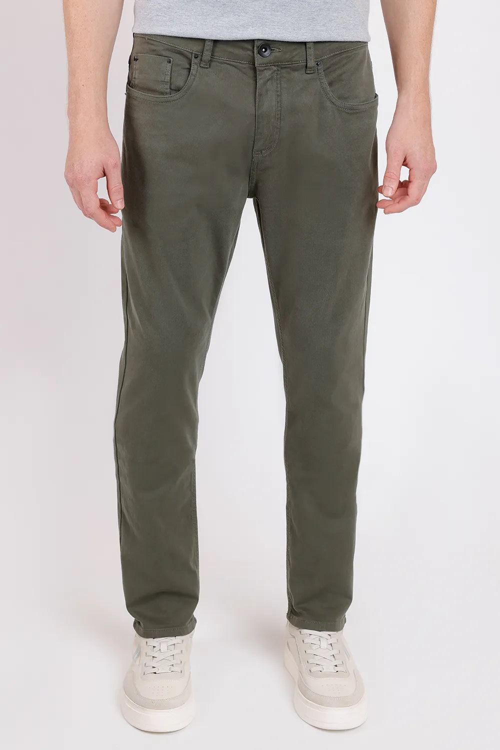 CALÇA JEANS SLIM MOLETOM COLOR VERDE MILITAR