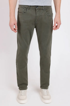 CALÇA JEANS SLIM MOLETOM COLOR VERDE MILITAR