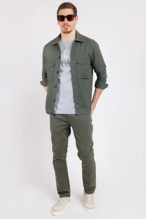 CALÇA JEANS SLIM MOLETOM COLOR VERDE MILITAR