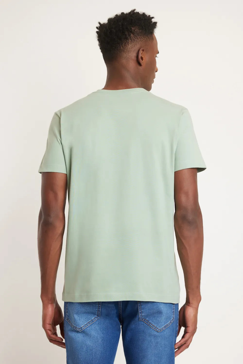 CAMISETA MANGA CURTA BORDADO VERDE AGUA