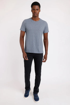 CAMISETA MANGA CURTA MALHA LISTRADINHA MARINHO