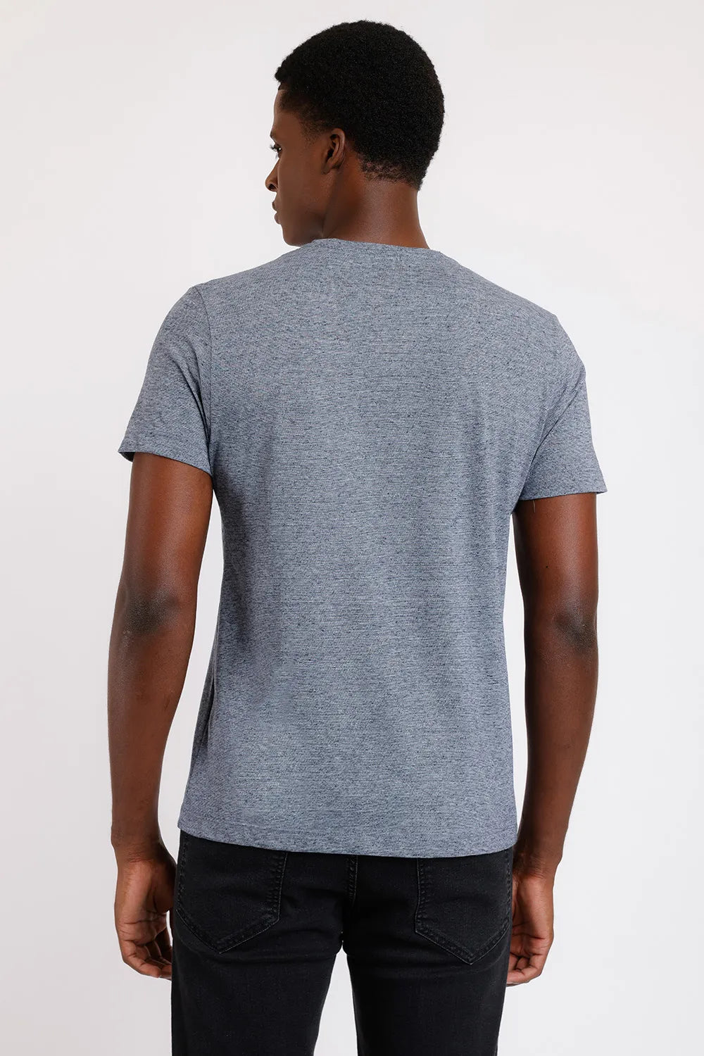 CAMISETA MANGA CURTA MALHA LISTRADINHA MARINHO