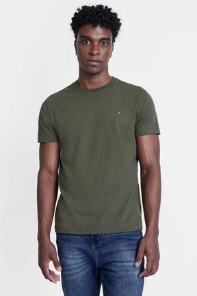 CAMISETA MANGA CURTA MAQUINETADA VERDE MILITAR