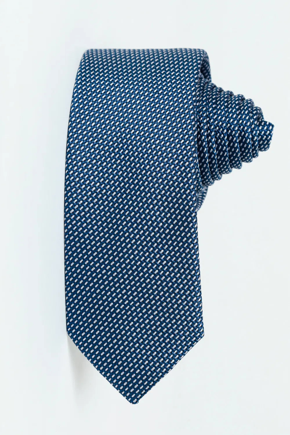 GRAVATA JACQUARD SEDA PONTOS COLOR AZUL COM BRANCO