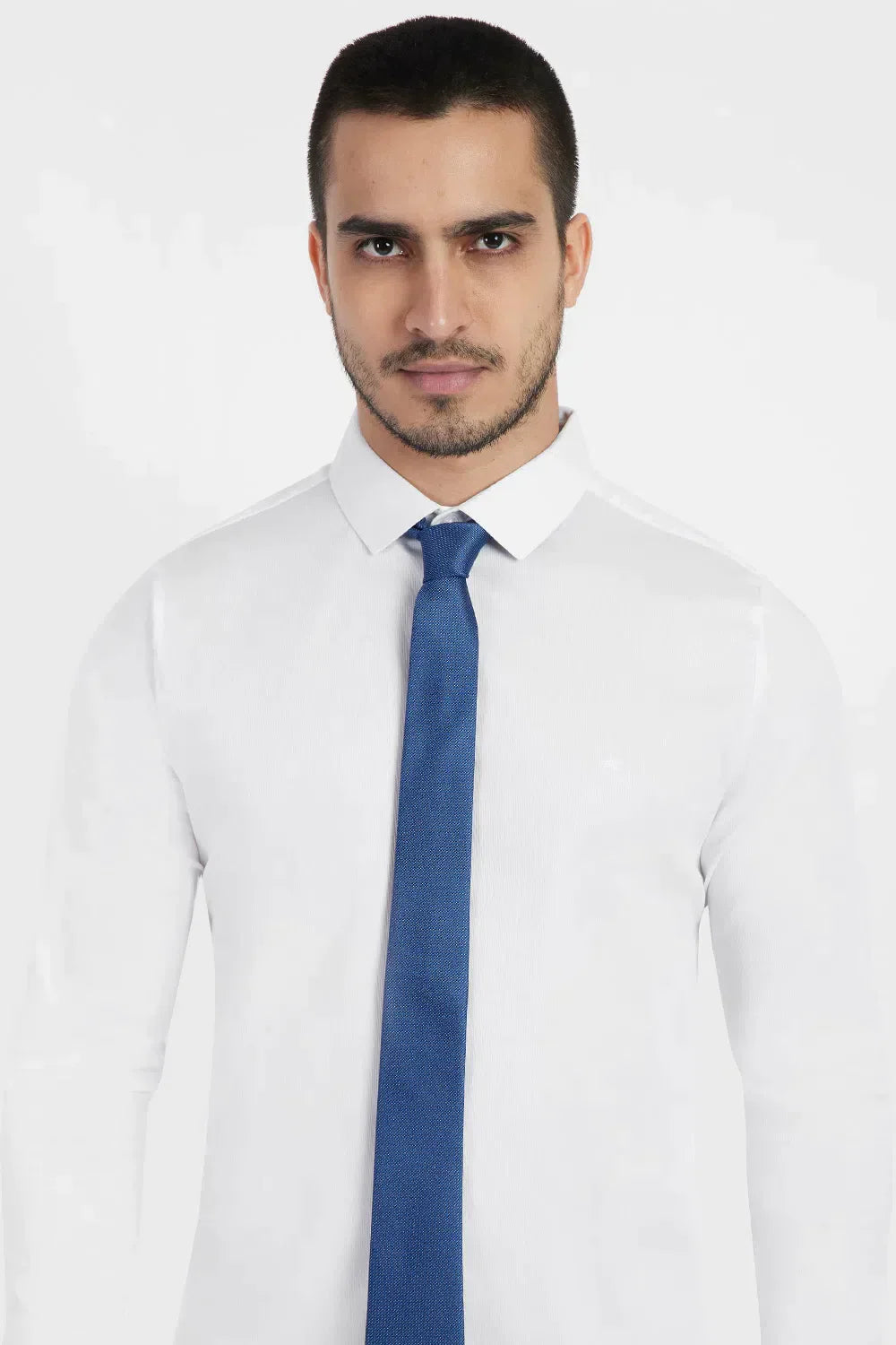 GRAVATA JACQUARD DE SEDA COM TEXTURA AZUL COM BRANCO