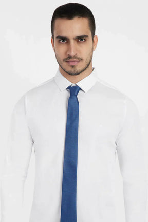 GRAVATA JACQUARD DE SEDA COM TEXTURA AZUL COM BRANCO