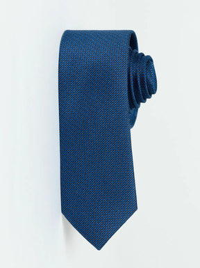 GRAVATA JACQUARD DE SEDA COM TEXTURA AZUL COM BRANCO