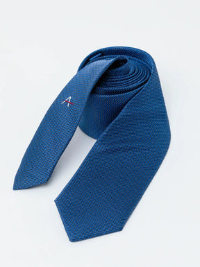 GRAVATA JACQUARD DE SEDA COM TEXTURA AZUL COM BRANCO