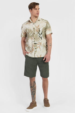 CAMISA REGULAR VISCOSE EST FOLHAGEM CAQUI