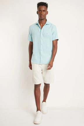 CAMISA REGULAR MAQUINETADO RÚSTICO VERDE AGUA