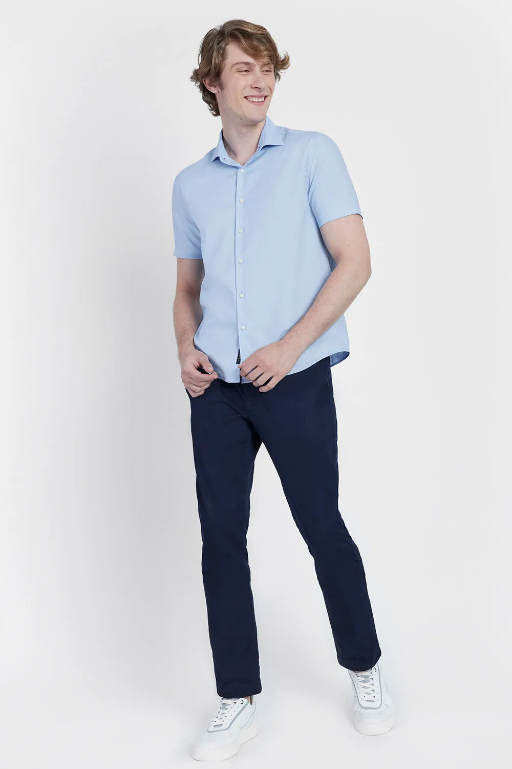 CAMISA REGULAR OXFORD MESCLA AZUL CLARO