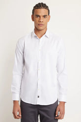 CAMISA MANGA LONGA ICON SLIM MAQUINETADA EM ALGODÃO E POLIAMIDA BRANCO