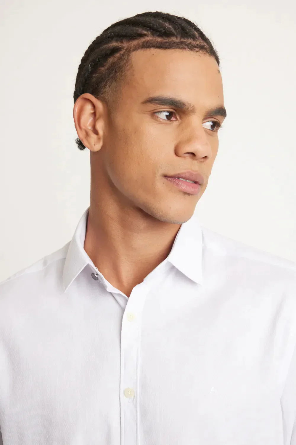 CAMISA MANGA LONGA ICON SLIM MAQUINETADA EM ALGODÃO E POLIAMIDA BRANCO