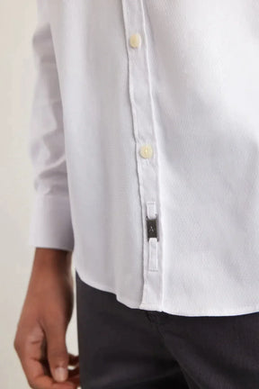 CAMISA MANGA LONGA ICON SLIM MAQUINETADA EM ALGODÃO E POLIAMIDA BRANCO