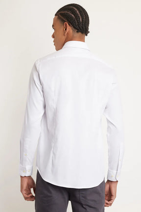 CAMISA MANGA LONGA ICON SLIM MAQUINETADA EM ALGODÃO E POLIAMIDA BRANCO