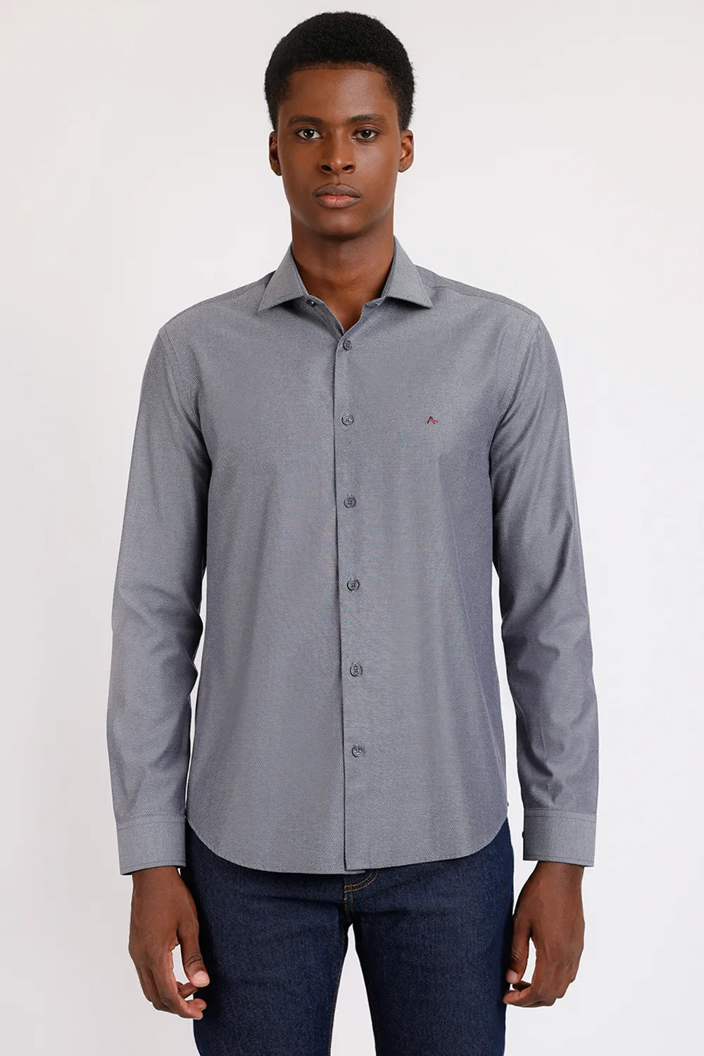 CAMISA SLIM TRICOLINE MAQUINETADO FIO 50 CHUMBO