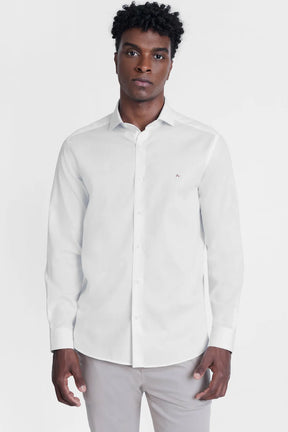 CAMISA REGULAR TRICOLINE MAQUINETADO FIO 40 BRANCO