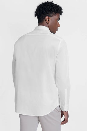 CAMISA REGULAR TRICOLINE MAQUINETADO FIO 40 BRANCO