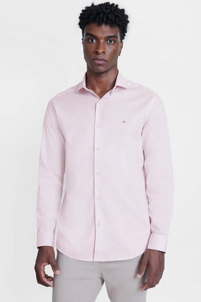 CAMISA REGULAR TRICOLINE MAQUINETADO FIO 40 ROSA