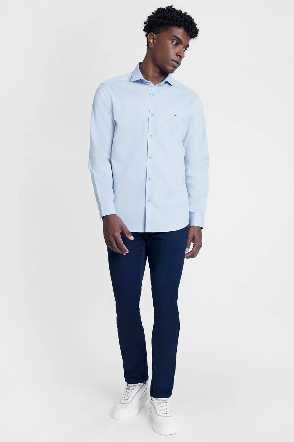 CAMISA REGULAR TRICOLINE MAQUINETADO FIO 40 AZUL