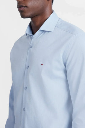 CAMISA REGULAR TRICOLINE MAQUINETADO FIO 40 AZUL