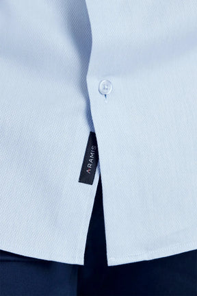 CAMISA REGULAR TRICOLINE MAQUINETADO FIO 40 AZUL