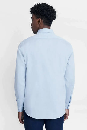 CAMISA REGULAR TRICOLINE MAQUINETADO FIO 40 AZUL