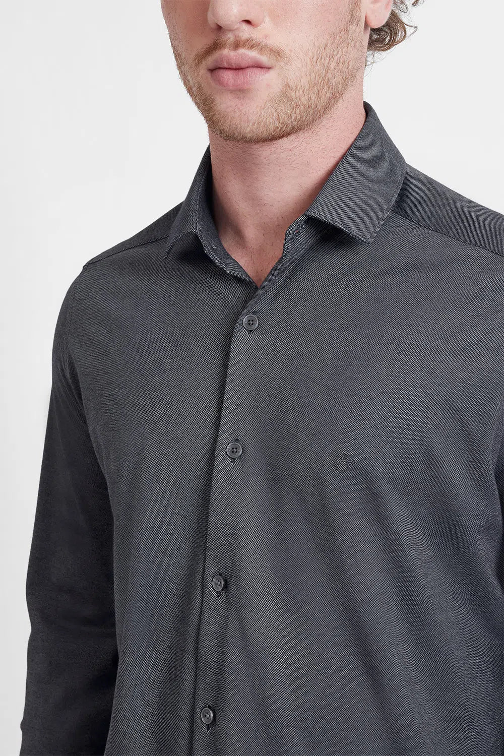 CAMISA MANGA LONGA SLIM EM MALHA GOLD MARINHO