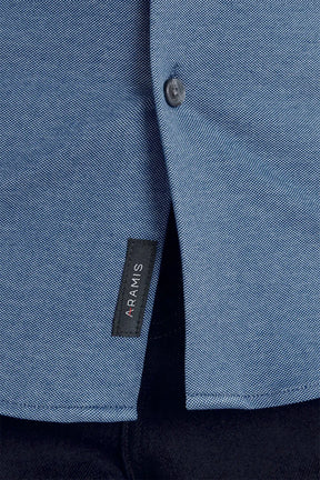 CAMISA MANGA LONGA SLIM EM MALHA GOLD AZUL