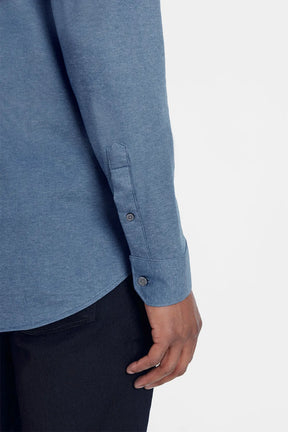 CAMISA MANGA LONGA SLIM EM MALHA GOLD AZUL