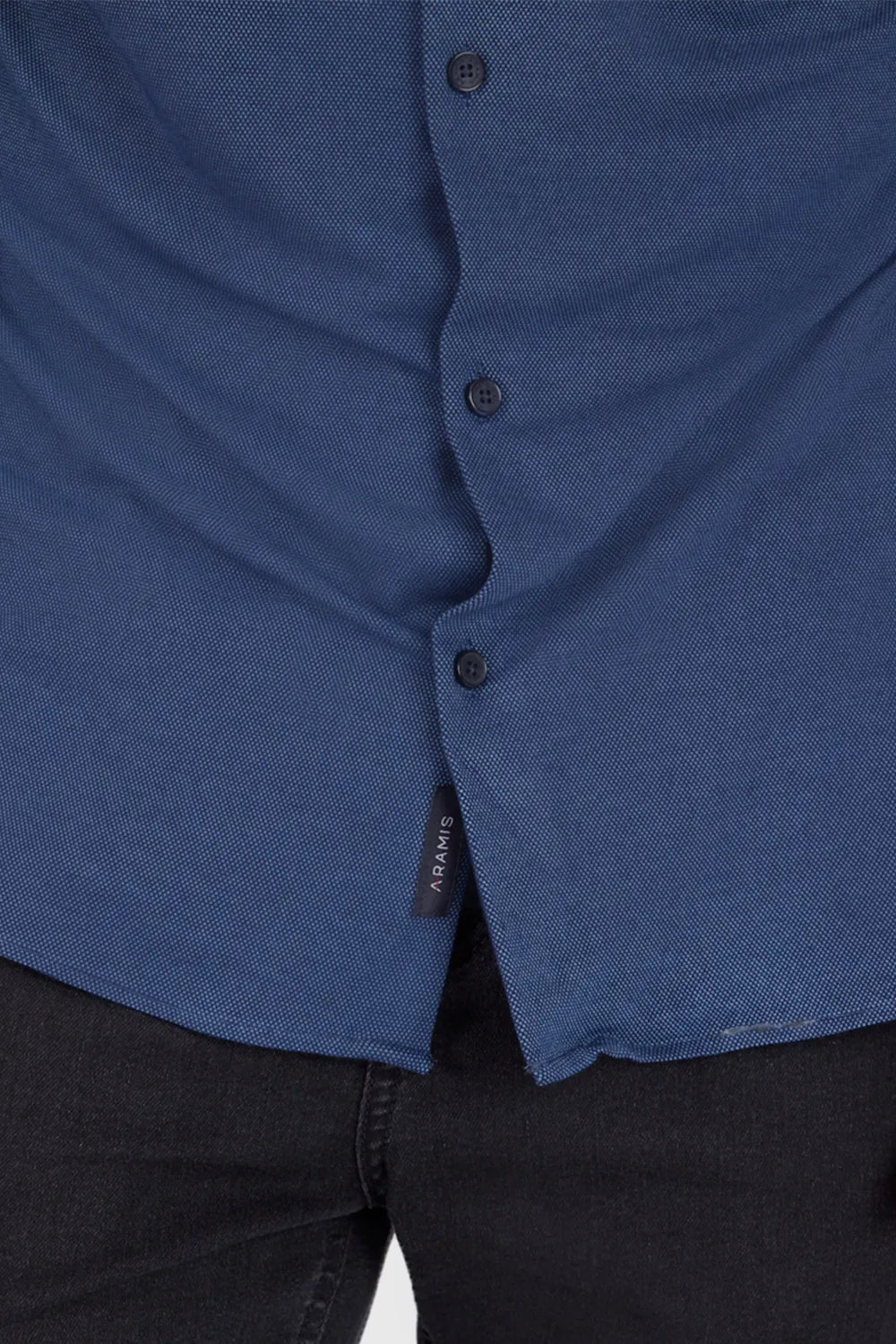 CAMISA MANGA LONGA SLIM EM MALHA QUADRICULADA AZUL