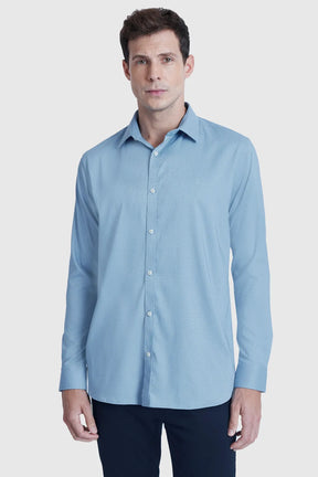 CAMISA MANGA LONGA COSMO SLIM OXFORD STRETCH AZUL